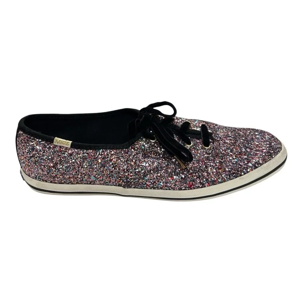 Keds x Kate Spade Champion Glitter Pink Sneakers Womens 8.5 Velvet Laces